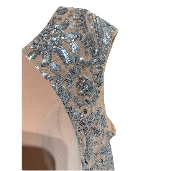 R&M Richards Tan Formal Sequence Dress Plus Size 18W Stretchy Cocktail B302 - Picture 2 of 7